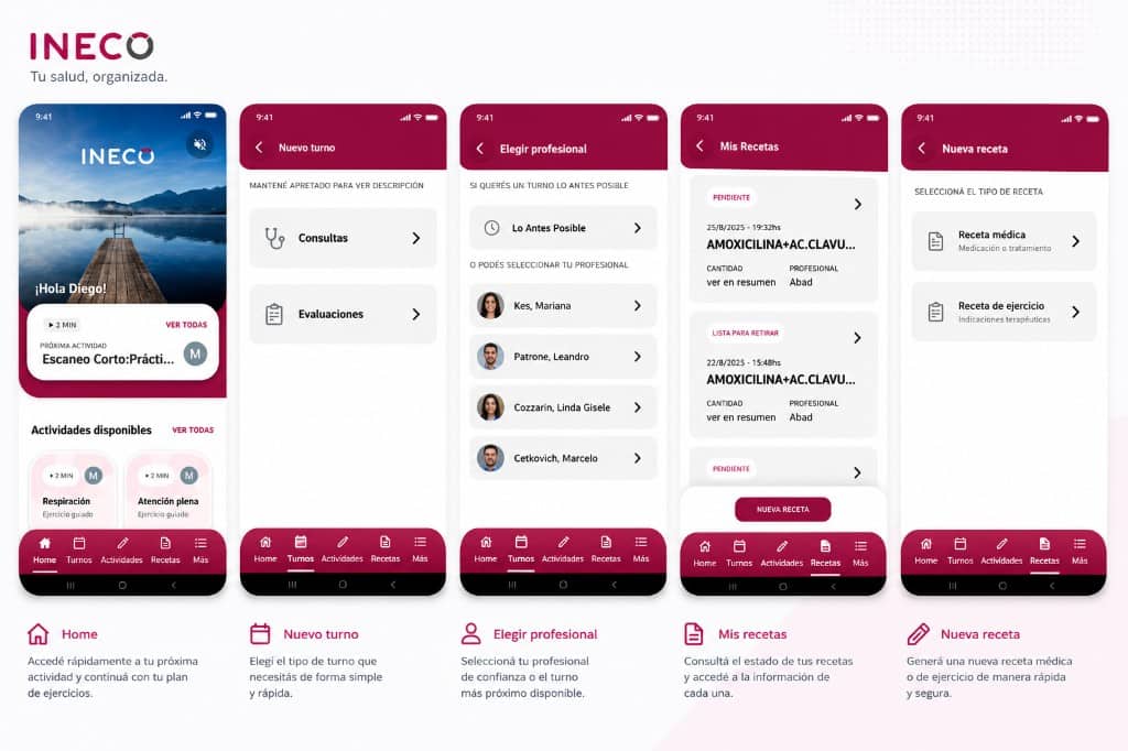 Captura de interfaz: Aplicación móvil para pacientes INECO